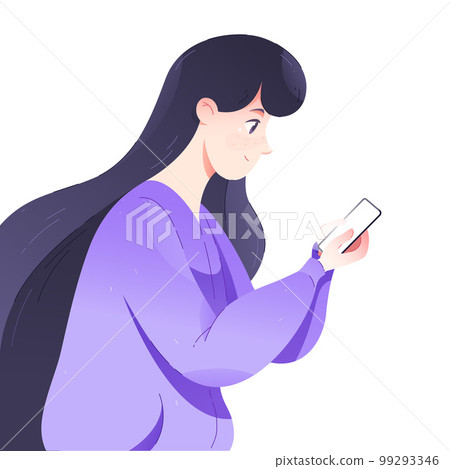Young Woman Using Smartphone as Mobile Device Vector Illustration 99293346