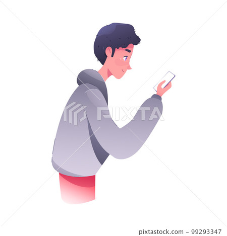 Young Man Using Smartphone as Mobile Device... - Stock Illustration ...