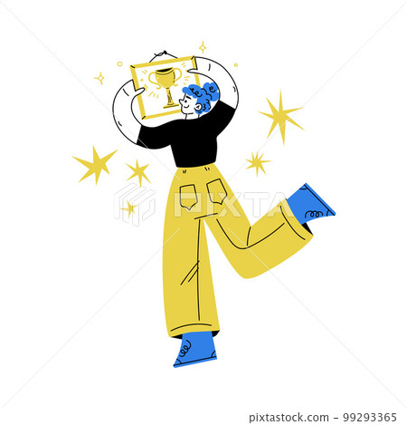 Self Growth with Woman Character Hanging Award on Wall Engaged in Personal Development and Improvement Vector Illustration Self Growth with Woman Character Hanging Award on Wall Engaged in Personal Development and Improvement Vector Illustration 99293365
