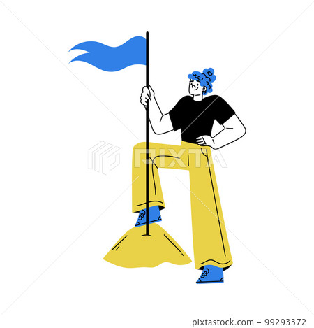 Self Growth with Woman Character Climbing Top Mountain with Flag Engaged in Personal Development and Improvement Vector Illustration Self Growth with Woman Character Climbing Top Mountain with Flag Engaged in Personal Development and Improvement Vector Illustration 99293372
