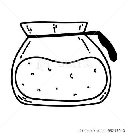 Glass coffeemaker pot in doodle style. Hand drawn vector illustration of coffee machine 99293640