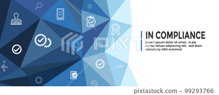 In Compliance web header banner w icon set that shows a company passed inspection In Compliance web header banner w icon set that shows a company passed inspection 99293766