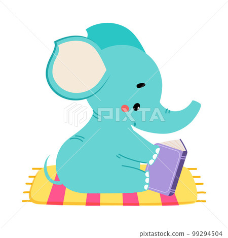 Cute koala baby animal reading book. Side view of smart african animal character sitting with book cartoon vector illustration Cute koala baby animal reading book. Side view of smart african animal character sitting with book cartoon vector illustration 99294504