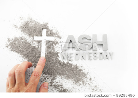 Cross made of ashes, Ash Wednesday, Lent season abstract background. Cross made of ashes, Ash Wednesday, Lent season abstract background. 99295490