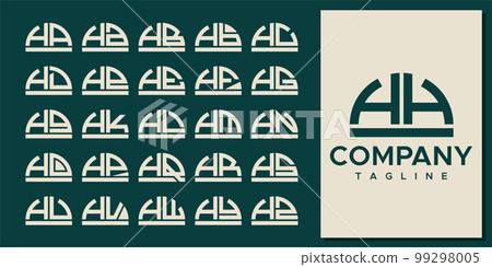 Abstract half circle letter HH H logo design set. Abstract half circle letter HH H logo design set. 99298005