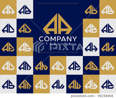 Luxury diamond letter AA A logo design set. Abstract jewelry A initial logo. 99298008