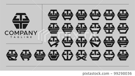 Modern line hexagon letter TT T logo design. 99298036