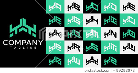 Upward arrow letter YY Y logo design template set. 99298078