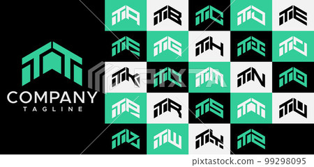 Upward arrow letter TT T logo design template set 99298095