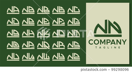 Abstract half circle letter NN N logo design set. 99298096