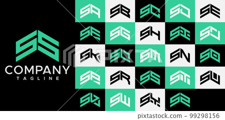 Upward arrow letter SS S logo design template set. 99298156