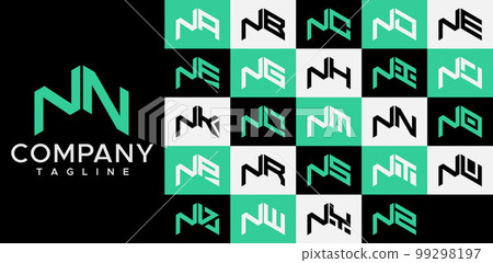 Upward arrow letter NN N logo design template set. Upward arrow letter NN N logo design template set. 99298197