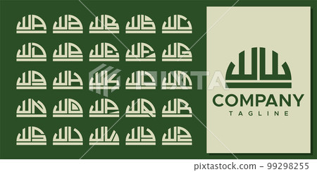 Abstract half circle letter WW W logo design set Abstract half circle letter WW W logo design set 99298255