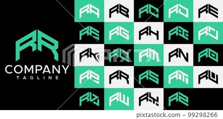 Upward arrow letter RR R logo design template set. 99298266