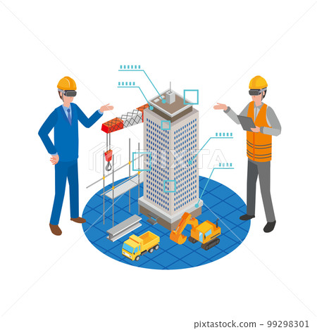 Construction meeting wearing VR goggles Construction meeting wearing VR goggles 99298301