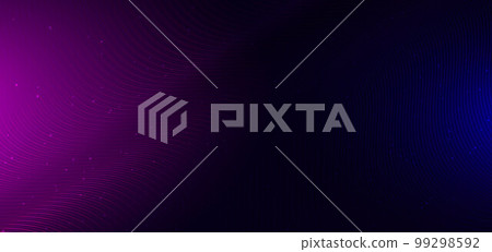 Abstract technology futuristic dynamic wavy lines glowing on blue and pink background. Abstract technology futuristic dynamic wavy lines glowing on blue and pink background. 99298592