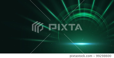 Abstract technology futuristic neon circle glowing green light lines on dark green background. Abstract technology futuristic neon circle glowing green light lines on dark green background. 99298600