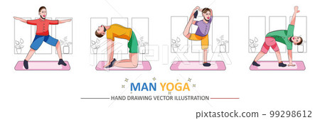 Man yoga set handrawing cartoon vector illustration	 99298612