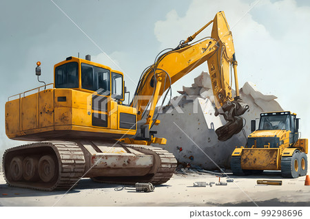 Turkey earthquake aftermath, rescue operations and demolition of damaged buildings after earthquake. Neural network AI generated art 99298696