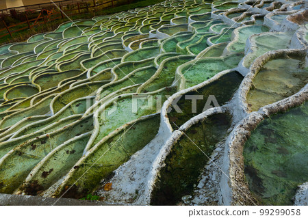 Travertine formations in Egerszalok spa resort Travertine formations in Egerszalok spa resort 99299058
