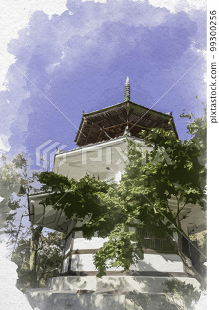 Watercolor-style Yoshino Kinpusenji Nancho Myohoden, Yoshino-cho, Yoshino-gun, Nara Prefecture 99300256