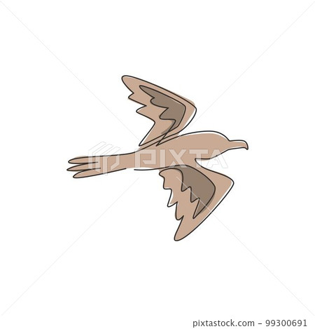 Single continuous line drawing of cute albatross for business logo identity. Adorable sea bird mascot concept for marine company brand icon. Modern one line draw graphic design vector illustration 99300691