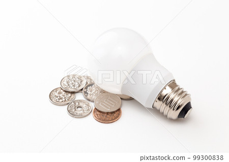 LED bulbs and coins on the table LED bulbs and coins on the table 99300838