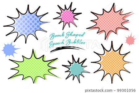 Colorful polka dot bomb frame set that is easy to use for leaflets (hand-drawn with a marker) 99301056