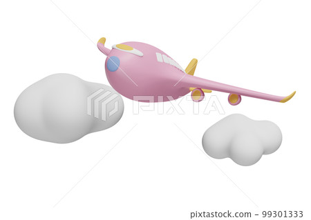 3d airplane icon with cloud isolated. jet commercial airplane, plane travel concept, 3d render illustration 3d airplane icon with cloud isolated. jet commercial airplane, plane travel concept, 3d render illustration 99301333