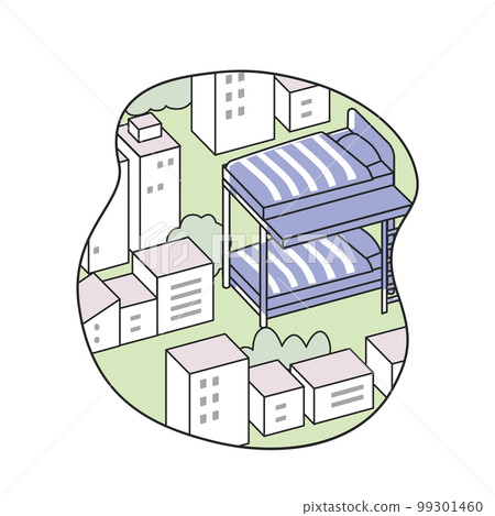 cropped landscape. street with bed 99301460