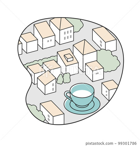 cropped landscape. street with coffee 99301786