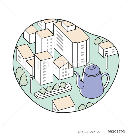 裁剪景觀。有鍋的街道 裁剪景觀。有鍋的街道 99301793