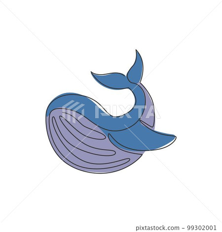 Single continuous line drawing of big whale for marine company logo identity. Big fish mammal animal mascot concept for business logotype. Trendy one line draw design illustration vector graphic Single continuous line drawing of big whale for marine company logo identity. Big fish mammal animal mascot concept for business logotype. Trendy one line draw design illustration vector graphic 99302001