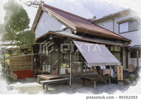 Watercolor-style Yoshino Koganji Temple, Yoshino-cho, Yoshino-gun, Nara Prefecture 99302093