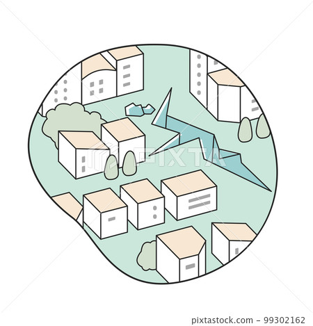 cropped landscape. city with big cracks 99302162