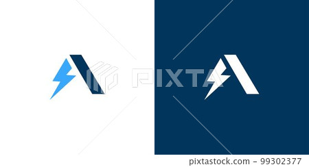 Modern and unique letter A initial lightning logo design 99302377