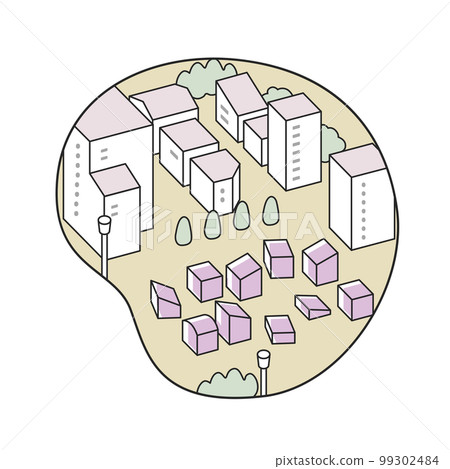 cropped landscape. unbalanced streetscape 99302484