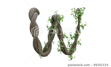 Tree grow or vine in the shape of the English text. Letter font W. Tree grow or vine in the shape of the English text. Letter font W. 99302554
