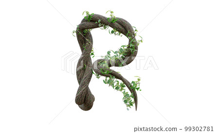 Tree grow or vine in the shape of the English text. Letter font R. Tree grow or vine in the shape of the English text. Letter font R. 99302781