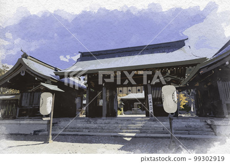奈良縣吉野郡吉野町水彩畫吉野神社神門 奈良縣吉野郡吉野町水彩畫吉野神社神門 99302919
