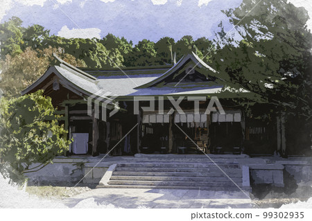 Watercolor-style Yoshino Shrine Heiden Hall Yoshino-cho, Yoshino-gun, Nara Prefecture 99302935