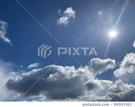 blue sky, white clouds and sunshine 99303365