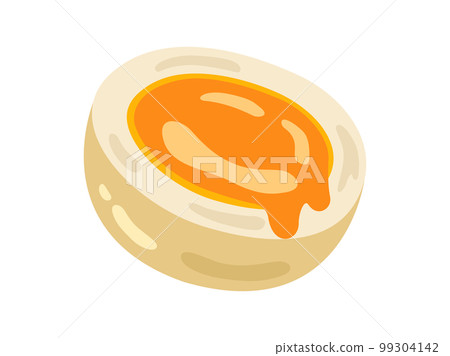 Illustration of a cut soft-boiled egg 99304142