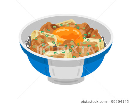 Illustration of a yakitori bowl topped with an egg Illustration of a yakitori bowl topped with an egg 99304145
