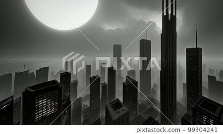 黑白,單色建築的遠景,陰森森的,經濟衰退 黑白,單色建築的遠景,陰森森的,經濟衰退 99304241