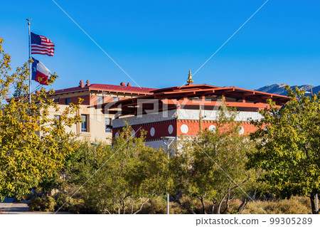 Sunny exterior view of the Lhakhang Temple in The University of Texas at El Paso Sunny exterior view of the Lhakhang Temple in The University of Texas at El Paso 99305289