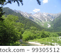 The Hotaka mountain range and the fresh greenery of Kamikochi 99305512