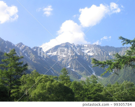 Fresh green and remaining snow of the Hotaka mountain range 99305784