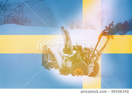 snow removal and street clearing in Sweden in winter 99306348