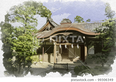 奈良縣天理市水彩風格的磯上神社辦公室 99306349